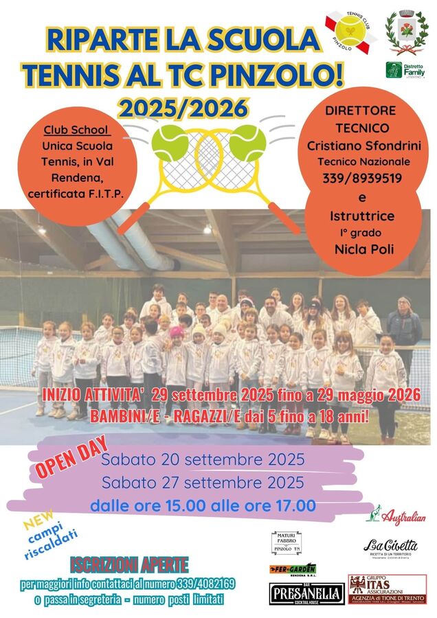 Tenisová škola 2025/2026 - Tennis Club Pinzolo